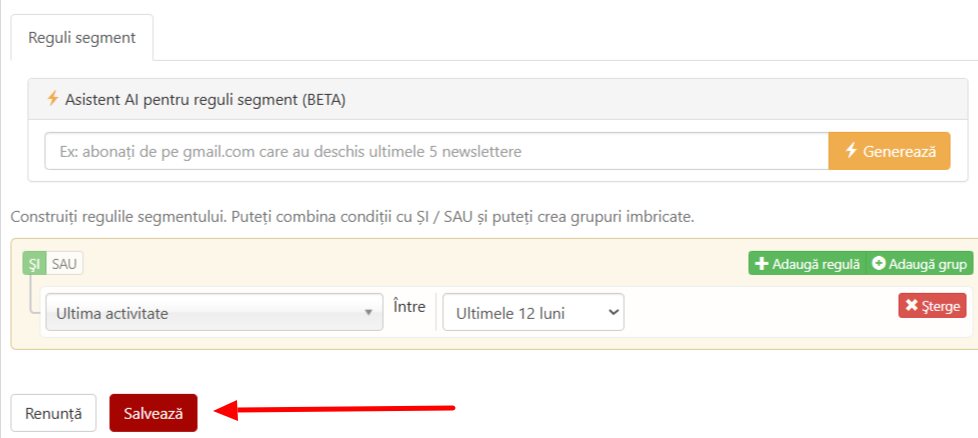 ultima activitate ultimele 12 luni