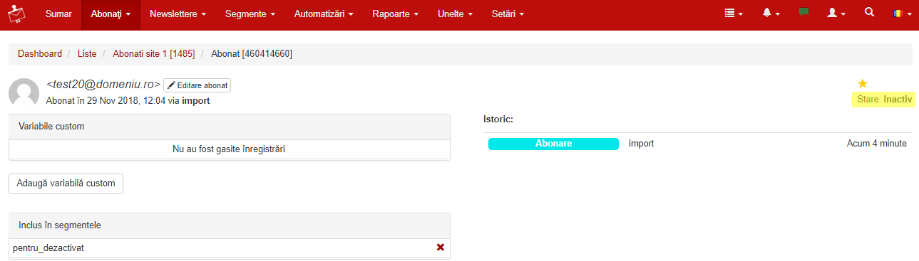 stare inactiv
