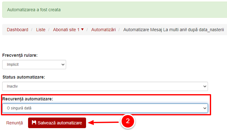 Recurenta automatizare