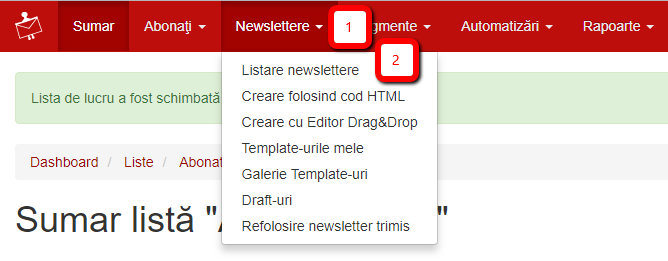 listare newslettere