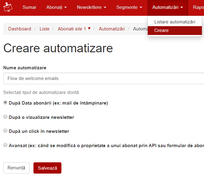 creare automatizare