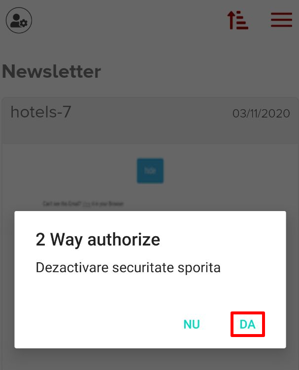 dezactivare securitate sporita Newsmanapp