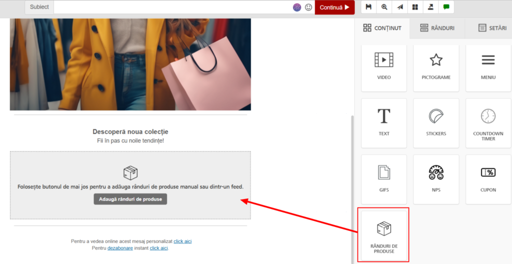 conținut-rânduri-produse
