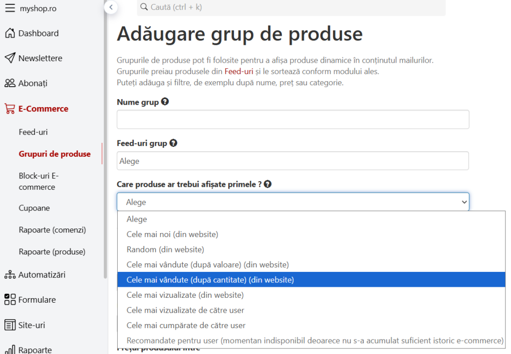 email-marketing-adaugare-grup-produse-dinamice