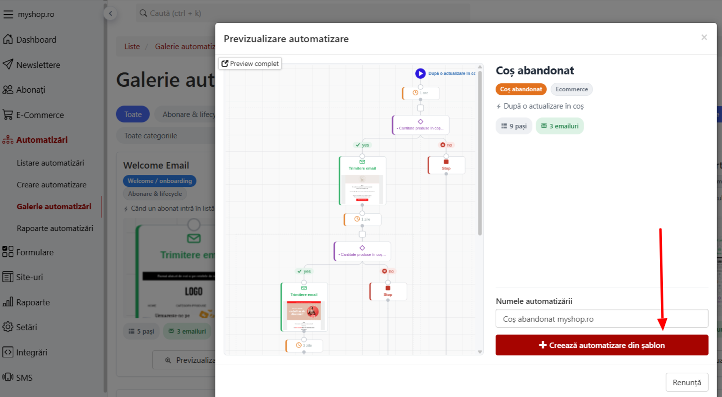 creeaza automatizare din sablon